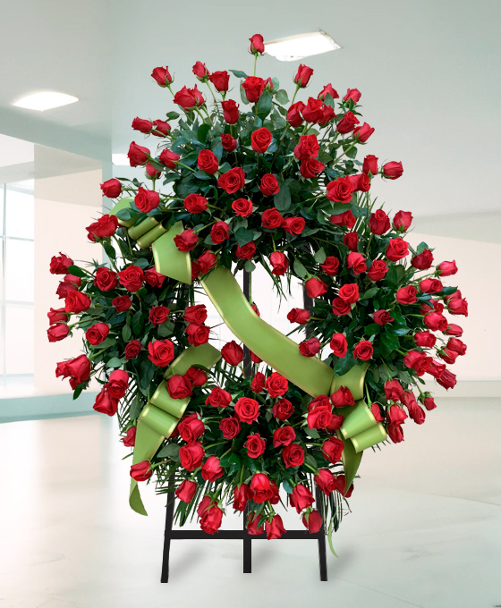 Corona funeraria Supreme Rosas Rojas 1